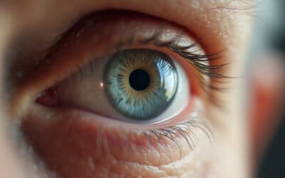 Close up eye photo of elderly patient getting cataract exam from eye doctor in Pittsburgh.