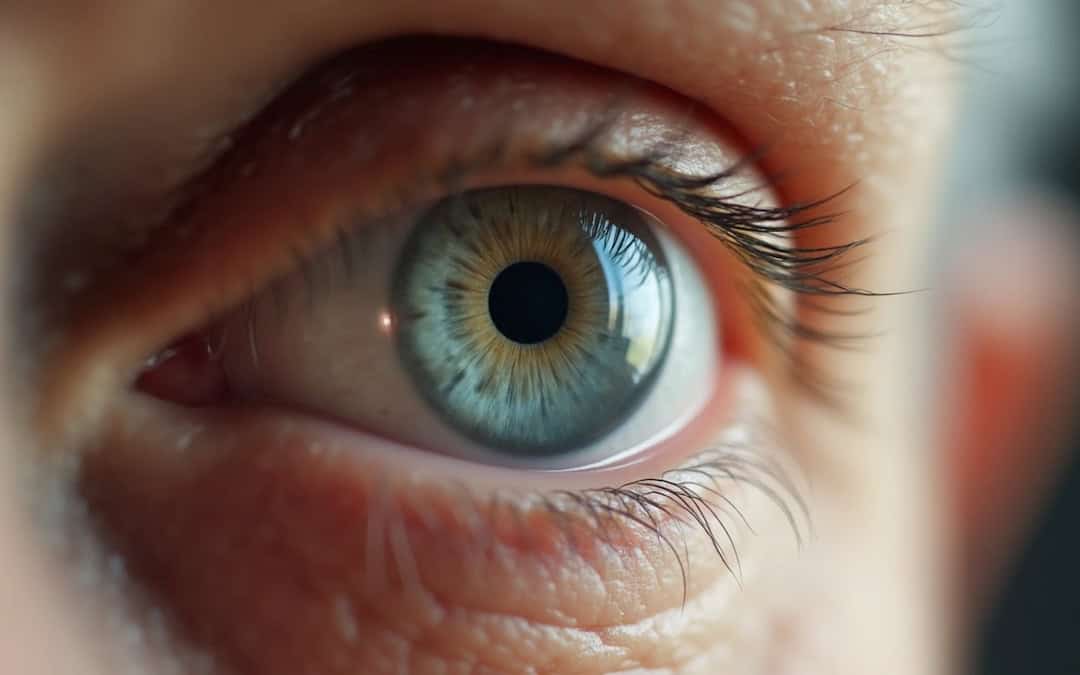 Close up eye photo of elderly patient getting cataract exam from eye doctor in Pittsburgh.