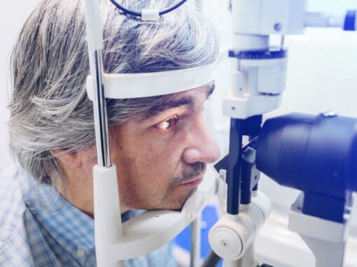Man has comprehensive eye exam from ophthalmologist in Pittsburgh at Chang Eye Group.