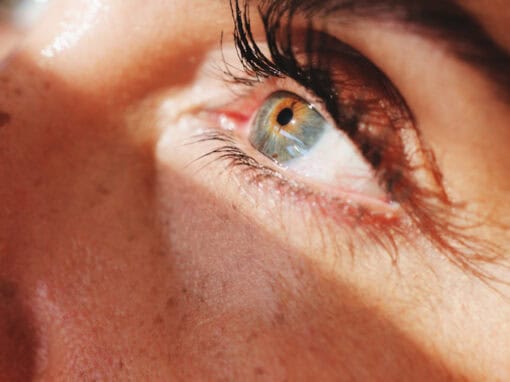 Close-up photo of woman's eye undergoing glaucoma eye exam in Pittsburgh.