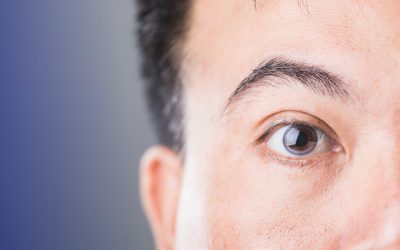 Close-up photo of patient in Pittsburgh having eye exam with diabetic retinopathy screening.